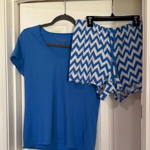 Nautica Blue V-Neck Tee with Blue & White Chevron Sleep Shorts